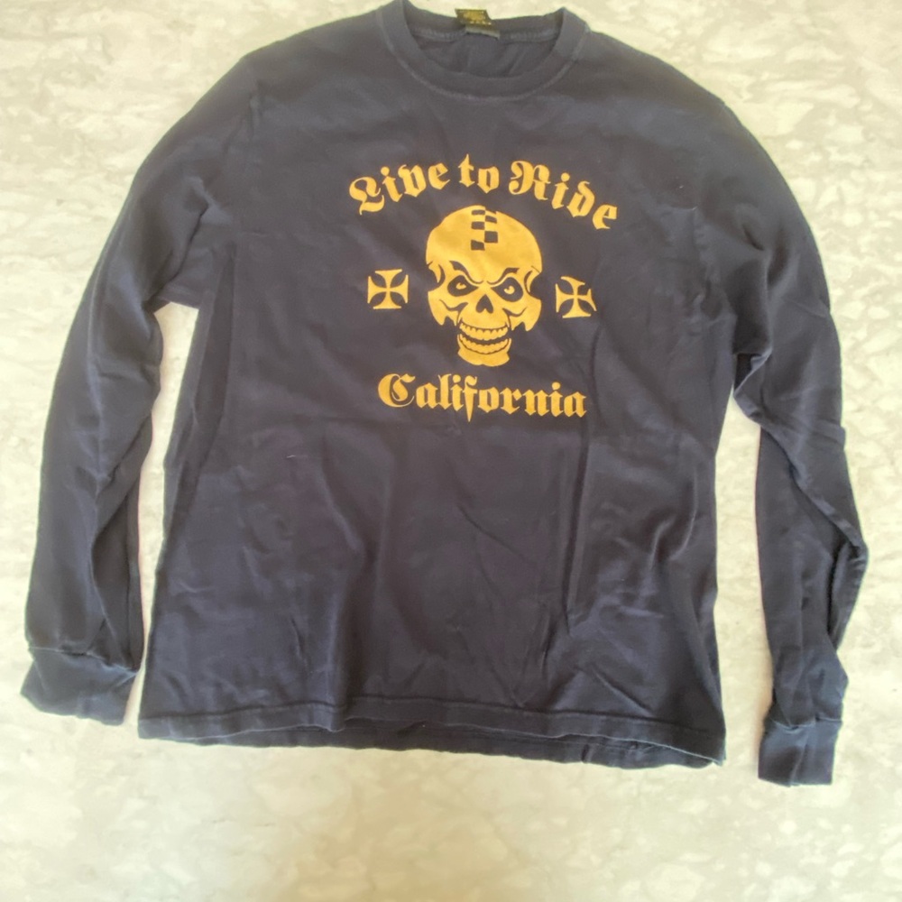 Lucky Brand Blue Long Sleeve Tee with Vintage Graphic